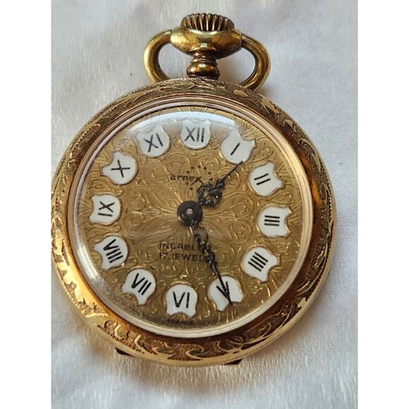Vintage Arnex Manual Wind 10 Micron Gold Plated 30mm Pockety Watch RUNNING main image 9